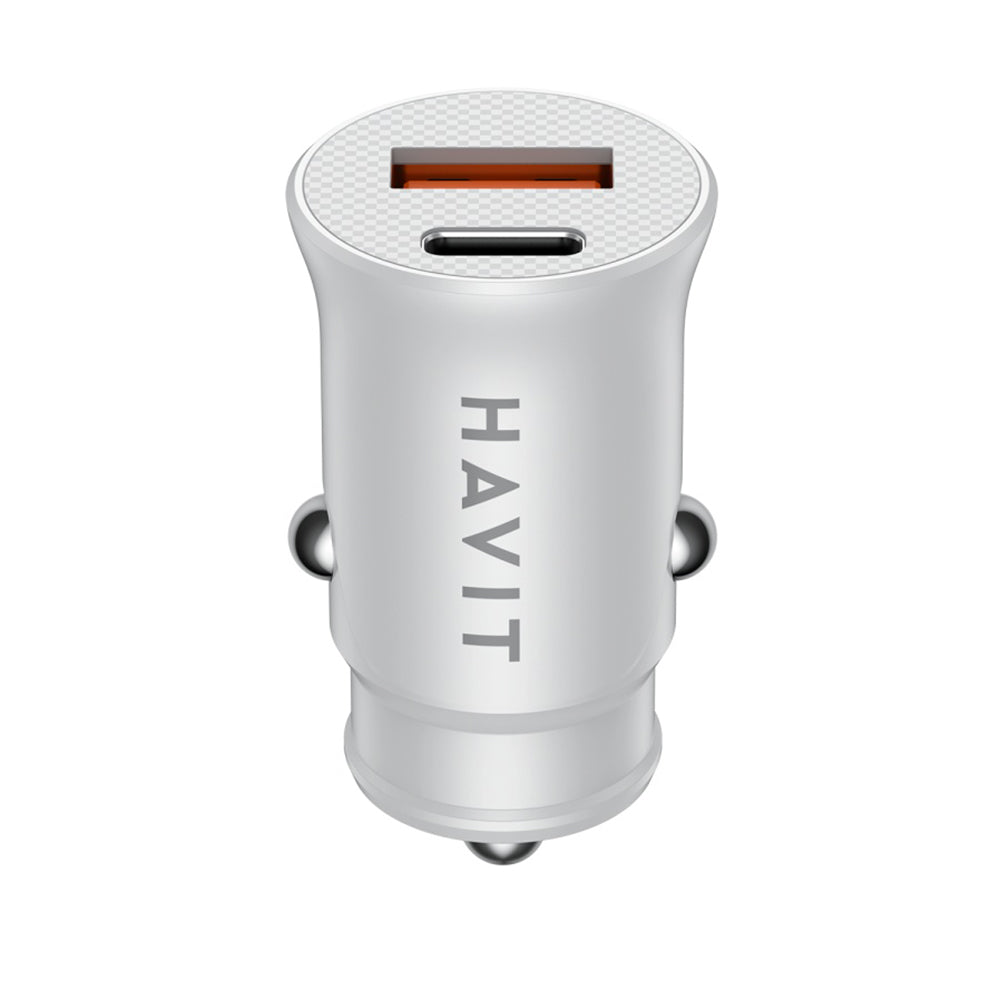 Biloplader HAVIT CC2022, 20W, 3A, 1 x USB-A - 1 x USB-C, Hvid