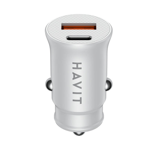 Biloplader HAVIT CC2022, 20W, 3A, 1 x USB-A - 1 x USB-C, Hvid