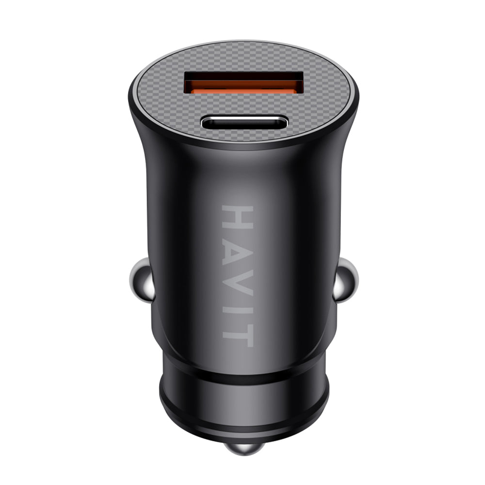 HAVIT CC2022 Car Charger, 20W, 3A, 1 x USB-A - 1 x USB-C, Black