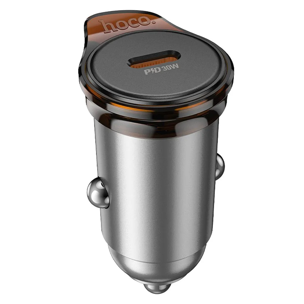 Biloplader HOCO NZ16, 30W, 3A, 1 x USB-C, Grå