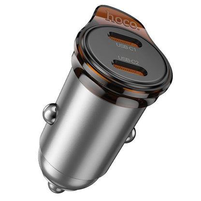 Biloplader HOCO NZ16B, 45W, 3A, 2 x USB-C, Grå