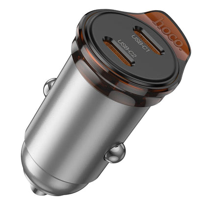 Biloplader HOCO NZ16B, 45W, 3A, 2 x USB-C, Grå