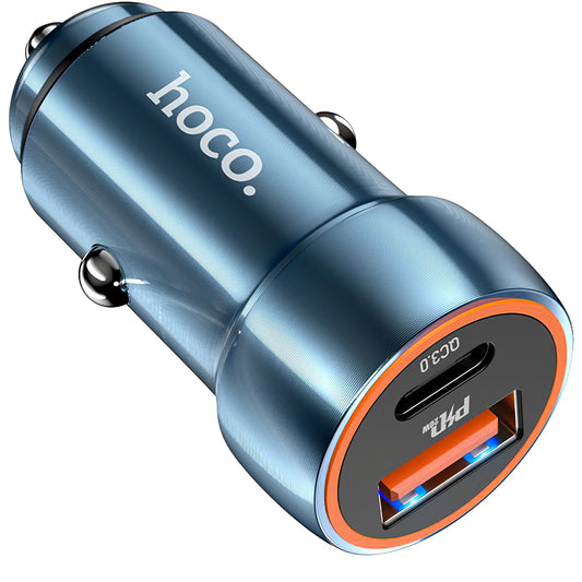 Biloplader HOCO Z46A, 20W, 3A, 1 x USB-A - 1 x USB-C, Blå