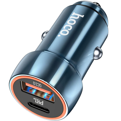 Biloplader HOCO Z46A, 20W, 3A, 1 x USB-A - 1 x USB-C, Blå