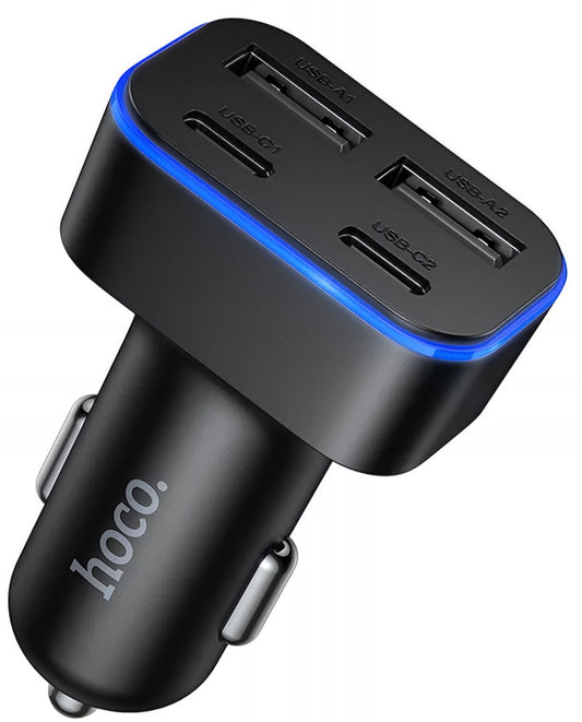 Biloplader HOCO Z63, 42W, 3A, 2 x USB-A - 2 x USB-C, Sort
