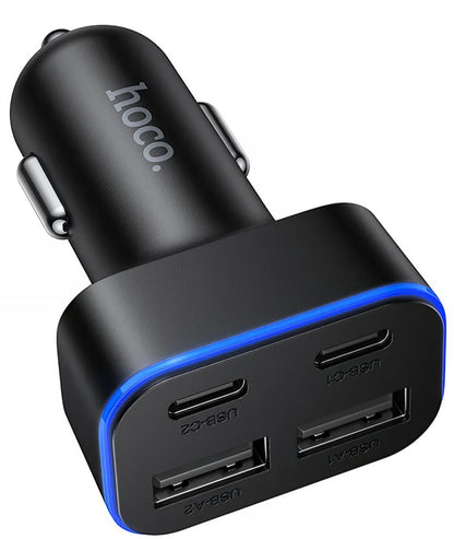 Biloplader HOCO Z63, 42W, 3A, 2 x USB-A - 2 x USB-C, Sort