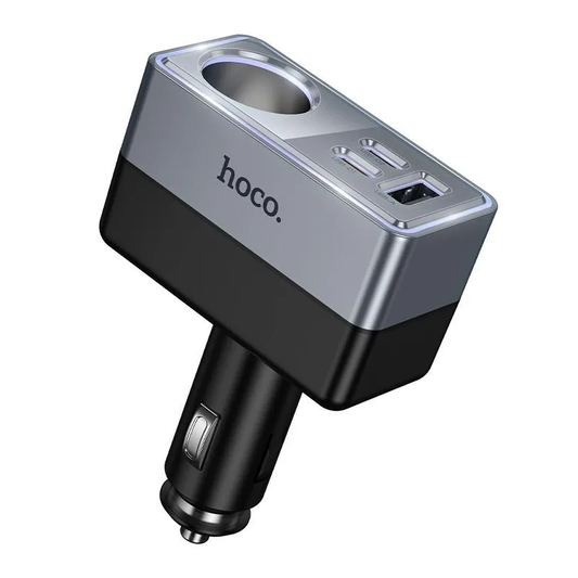 Biloplader HOCO Z65A, 165W, 3A, 1 x Cigaretstikforlænger - 1 x USB-A - 2 x USB-C, Sort
