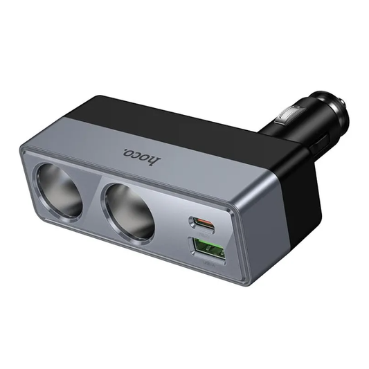 Biloplader HOCO Z65B, 240W, 1 x USB-A - 1 x USB-C - 2 x Cigartænderudvidelse, Sort