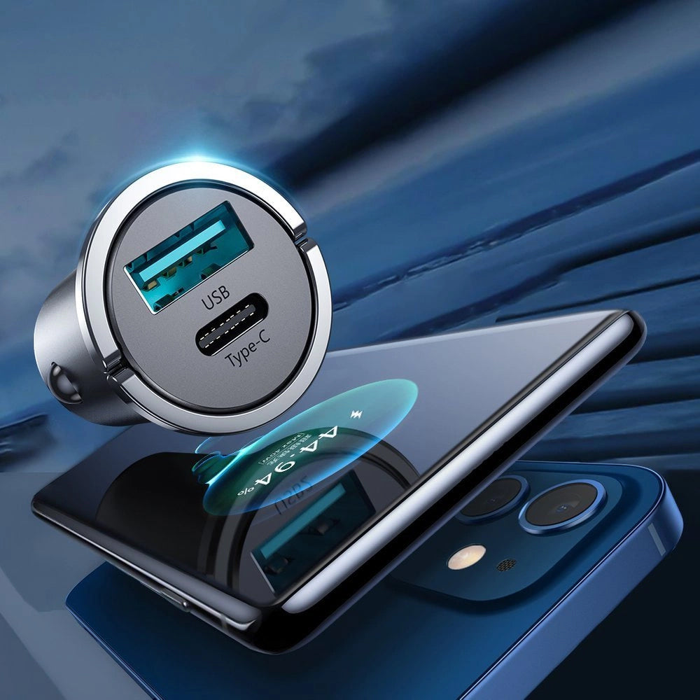 Biloplader Joyroom C-A35, 45W, 5A, 1 x USB-A - 1 x USB-C, Grå