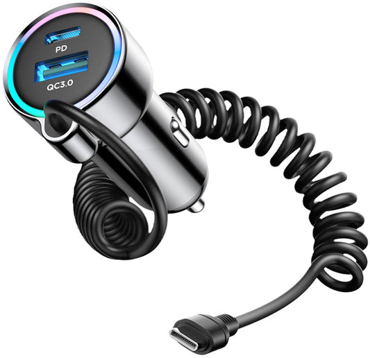 Biloplader med USB-C kabel Joyroom JR-CL07, 72W, 3A, 1 x USB-A - 1 x USB-C, Sort