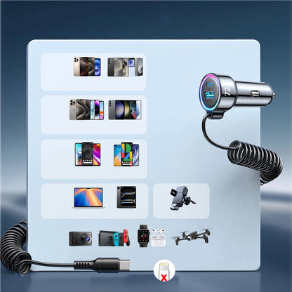 Biloplader med USB-C kabel Joyroom JR-CL07, 72W, 3A, 1 x USB-A - 1 x USB-C, Sort