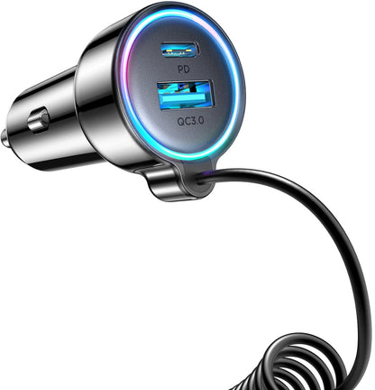 Biloplader med USB-C kabel Joyroom JR-CL07, 72W, 3A, 1 x USB-A - 1 x USB-C, Sort