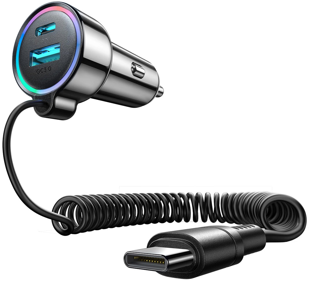 Biloplader med USB-C kabel Joyroom JR-CL07, 72W, 3A, 1 x USB-A - 1 x USB-C, Sort