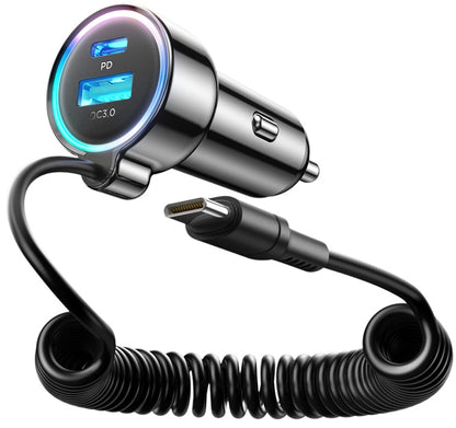 Biloplader med USB-C kabel Joyroom JR-CL07, 72W, 3A, 1 x USB-A - 1 x USB-C, Sort