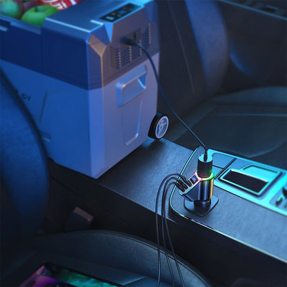 Biloplader Joyroom JR-CL21, 150W, 3A, 1 x cigarettænderforlænger - 1 x USB-A - 2 x USB-C, Sort