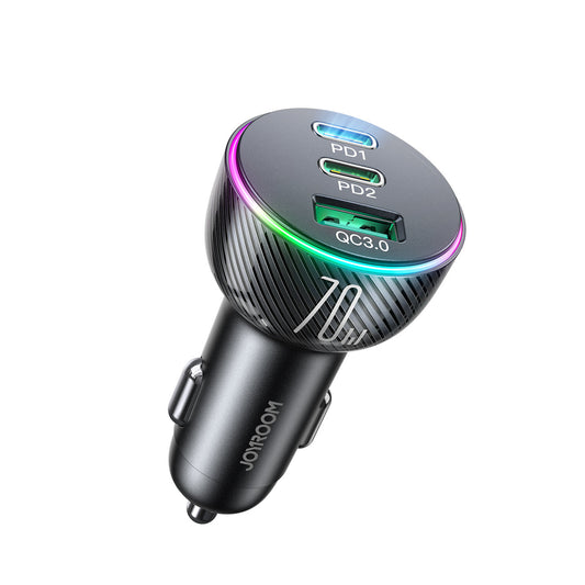 Biloplader Joyroom JR-CL26, 70W, 4.8A, 1 x USB-A - 2 x USB-C, Sort