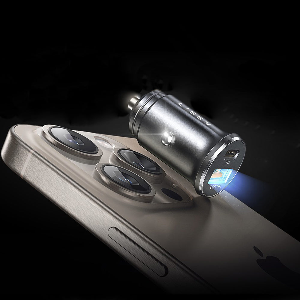 Lisen Biloplader, 51W, 3A, 1 x USB-A - 1 x USB-C, Sæt med 2 stykker, Sort YL0223080037