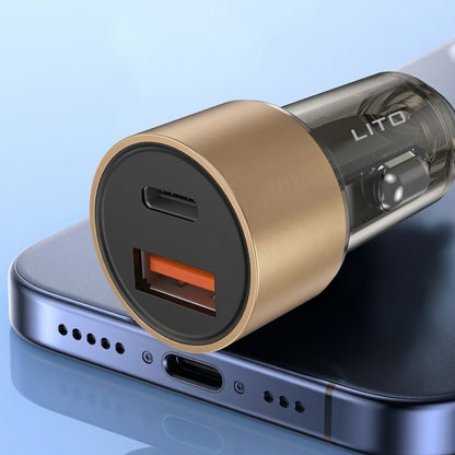 Biloplader Lito IN-C04, 52W, 3A, 1 x USB-A - 1 x USB-C, Sort