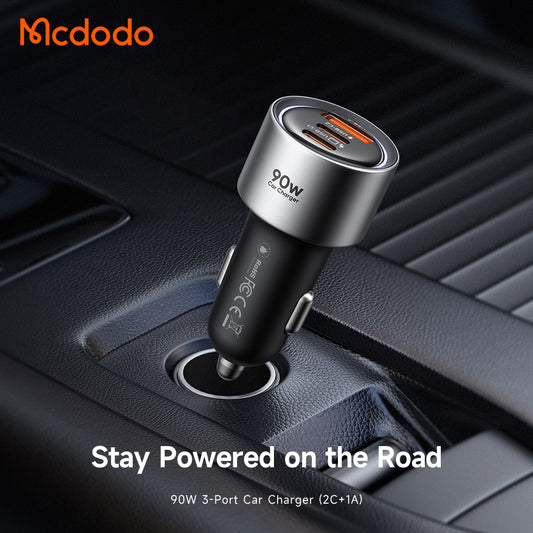 McDodo CC-3110 Gana Biloplader, 90W, 3A, 1 x USB-A - 2 x USB-C, Sort