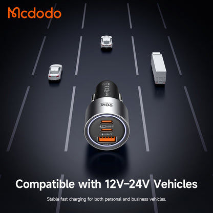 McDodo CC-3110 Gana Biloplader, 90W, 3A, 1 x USB-A - 2 x USB-C, Sort