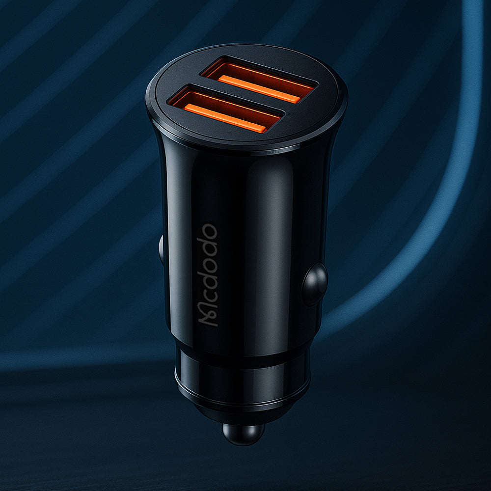 Biloplader McDodo CC-6602, 12W, 2.4A, 2 x USB-A, Sort