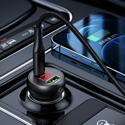 Biloplader McDodo CC-7030 Display, 45W, 5A, 1 x USB-A - 1 x USB-C, Sort