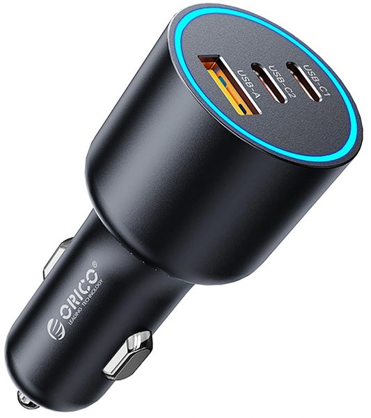 Orico HyperDrive Biloplader, 165W, 5A, 1 x USB-A - 2 x USB-C, Sort