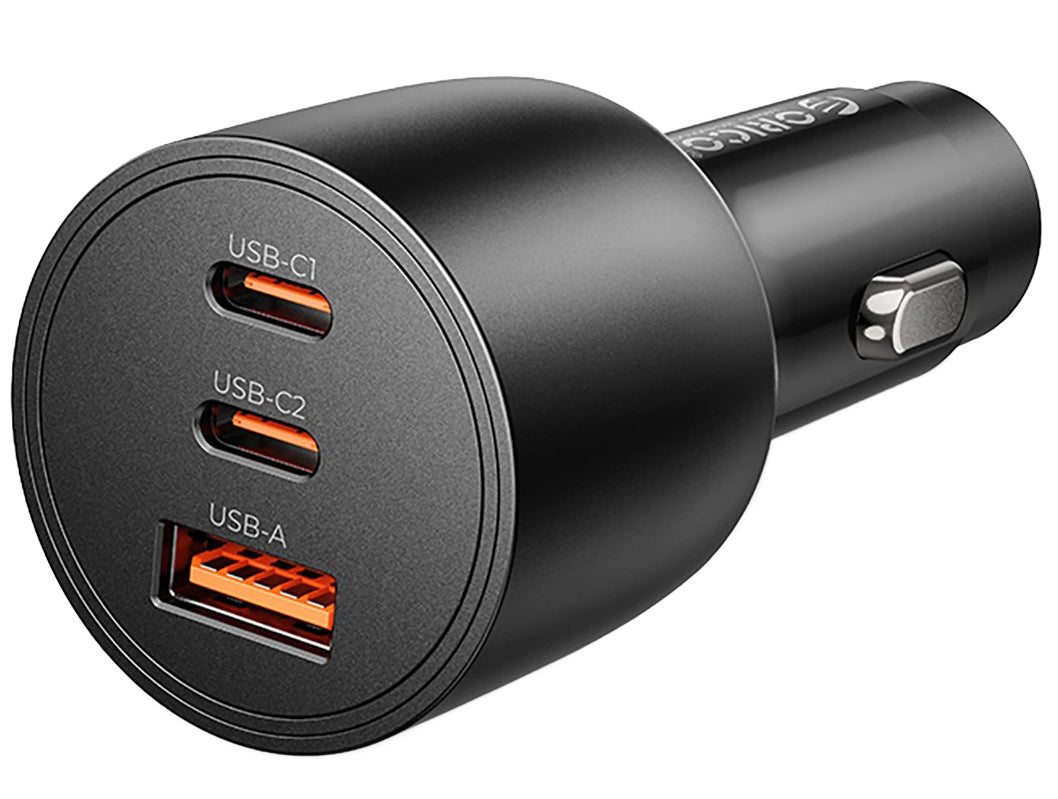 Orico PowerLink Biloplader, 165W, 5A, 1 x USB-A - 2 x USB-C, Sort