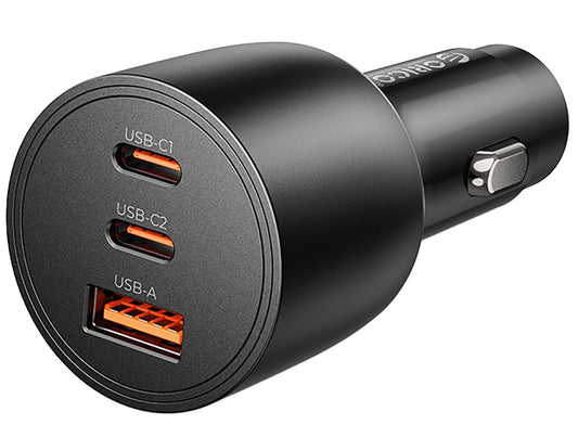 Orico PowerLink Biloplader, 165W, 5A, 1 x USB-A - 2 x USB-C, Sort