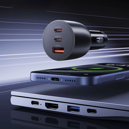 Orico PowerLink Biloplader, 165W, 5A, 1 x USB-A - 2 x USB-C, Sort