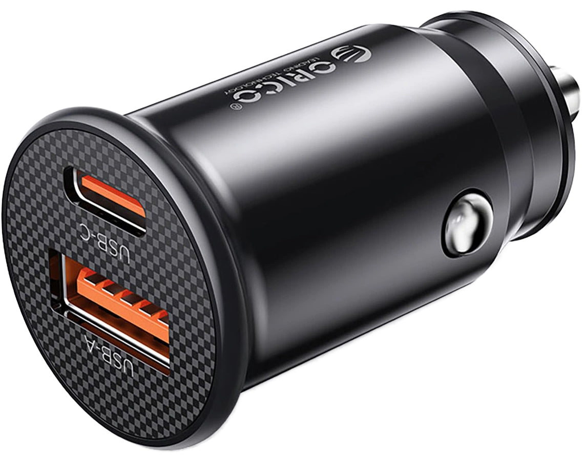 Orico PowerMini Biloplader, 30W, 3A, 1 x USB-A - 1 x USB-C, Sort