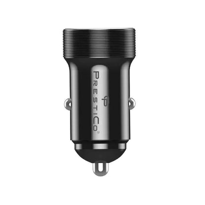 Biloplader Prestico K2A, 20W, 3A, 1 x USB-A - 1 x USB-C, Sort
