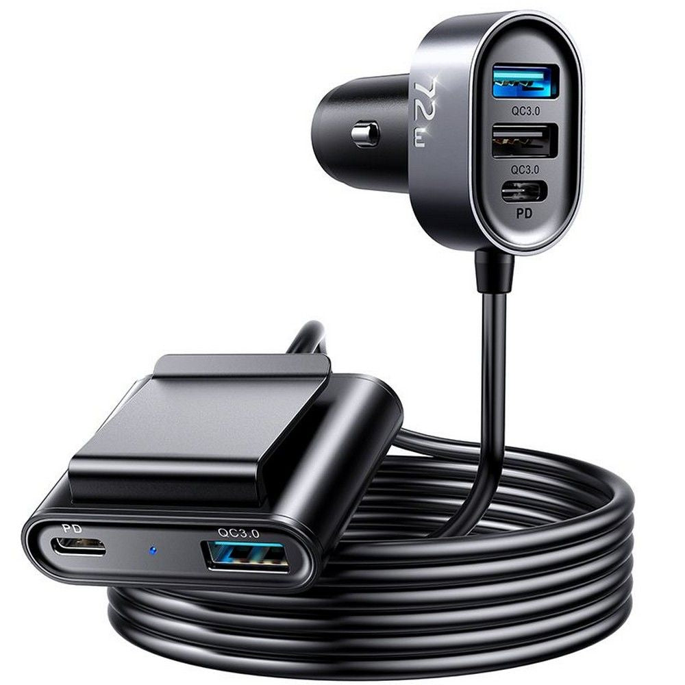 Biloplader Joyroom JR-CL05, 72W, 3A, 2 x USB-C - 3 x USB-A, Sort