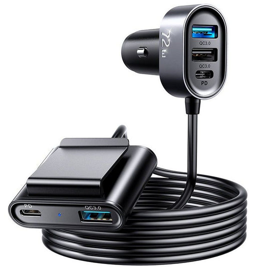 Biloplader Joyroom JR-CL05, 72W, 3A, 2 x USB-C - 3 x USB-A, Sort