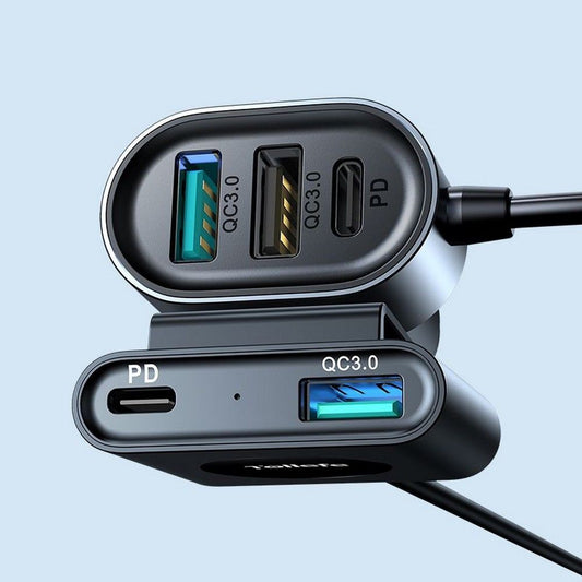 Biloplader Joyroom JR-CL05, 72W, 3A, 2 x USB-C - 3 x USB-A, Sort