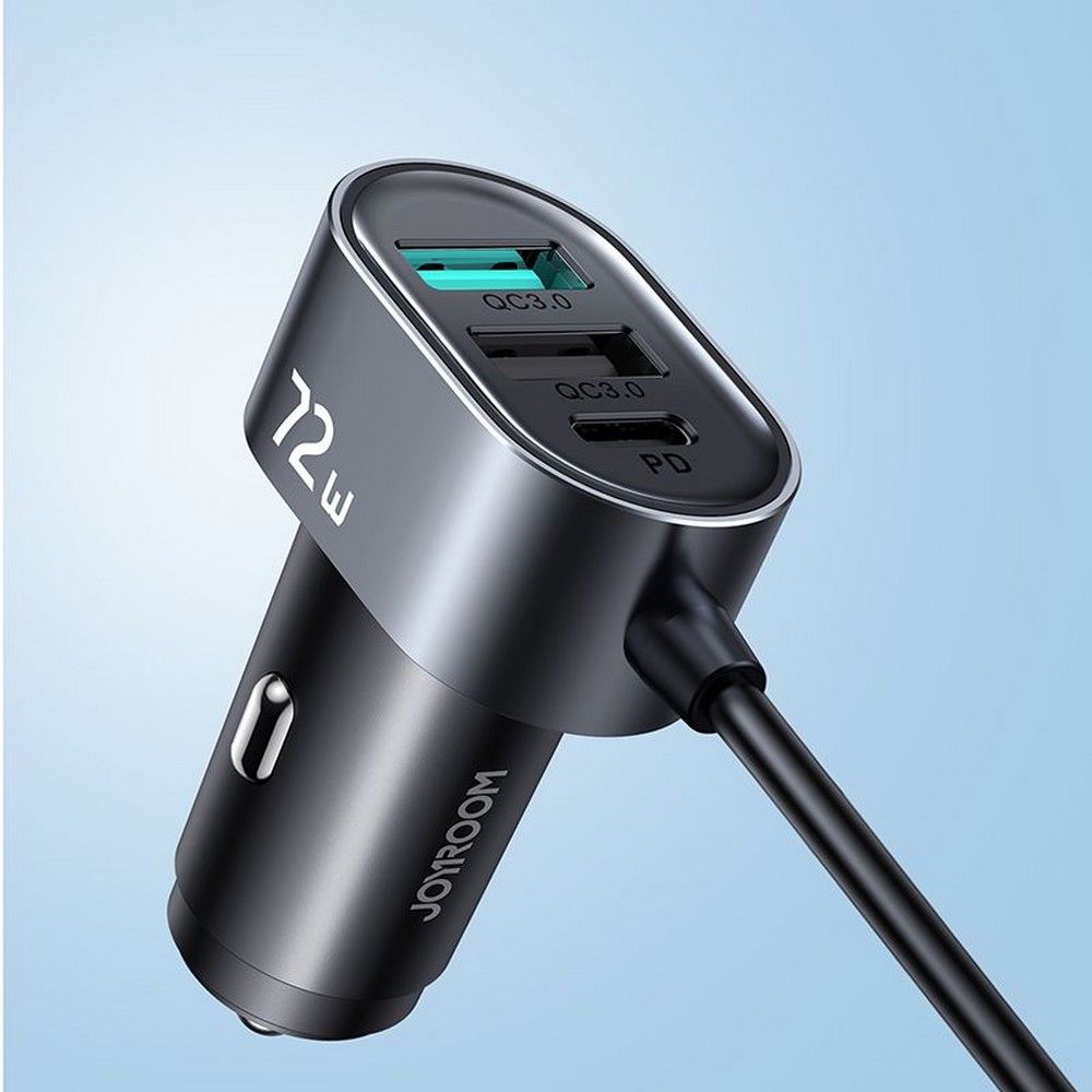 Biloplader Joyroom JR-CL05, 72W, 3A, 2 x USB-C - 3 x USB-A, Sort
