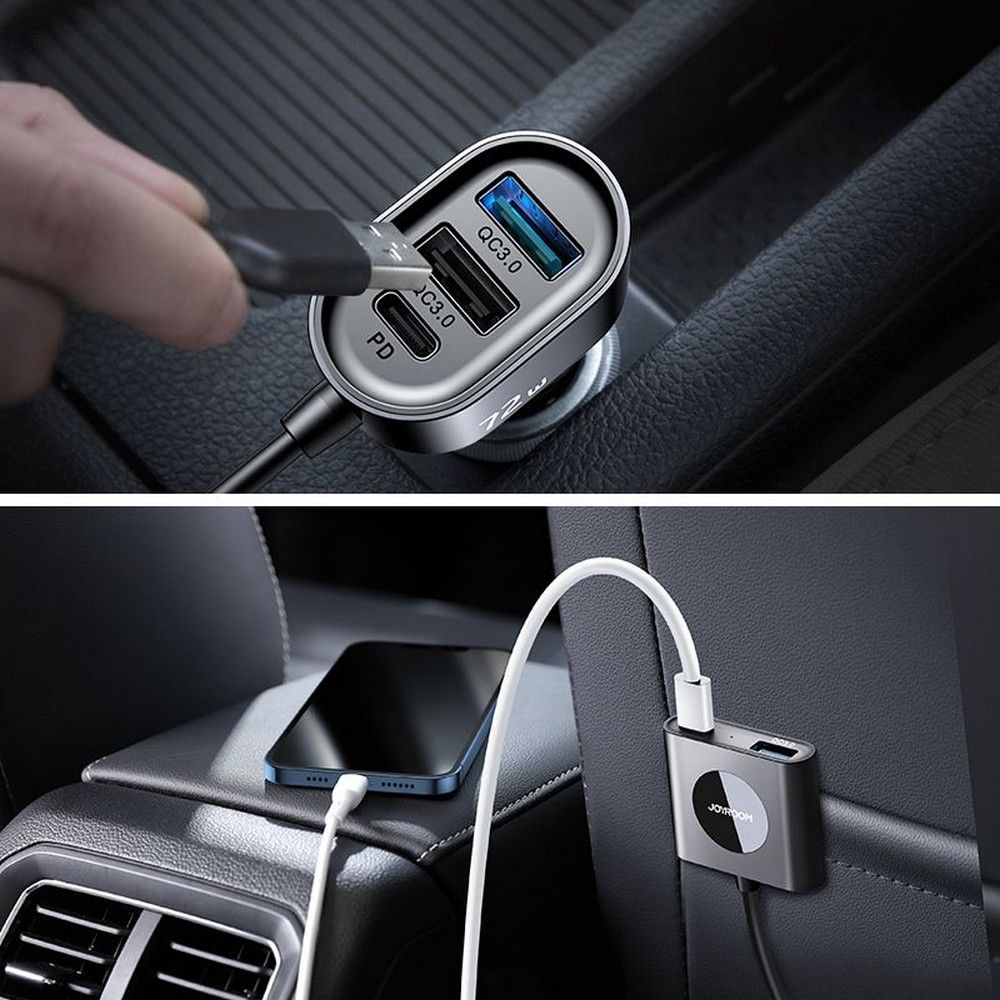 Biloplader Joyroom JR-CL05, 72W, 3A, 2 x USB-C - 3 x USB-A, Sort