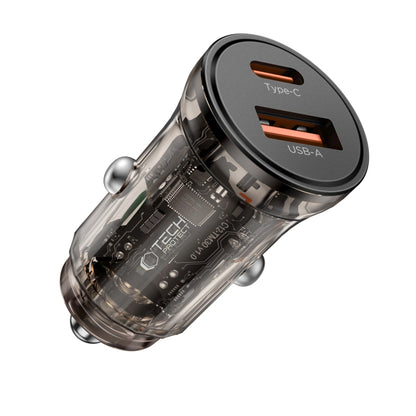Tech-Protect CC01 Biloplader, 30W, 3A, 1 x USB-A - 1 x USB-C, Sort