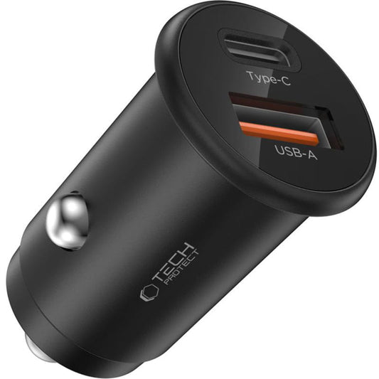 Tech-Protect CC02 Car Charger, 35W, 3A, 1 x USB-A - 1 x USB-C, Black