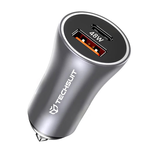 Biloplader Techsuit C3 RescueVolt, 48W, 3A, 1 x USB-A - 1 x USB-C, Grå