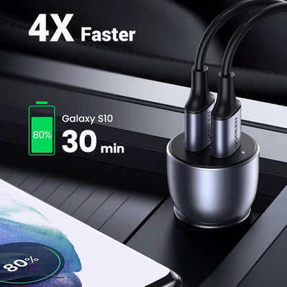 Billadere UGREEN CD213, 36W, 3A, 2 x USB-A, grå 