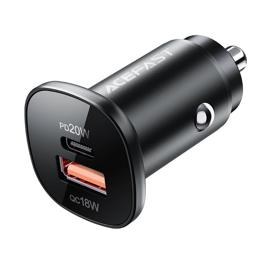 Biloplader Acefast B1, 38W, 3A, 1 x USB-A - 1 x USB-C, Sort