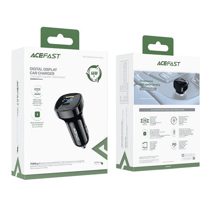 Biloplader Acefast B4, 66W, 3A, 1 x USB-A - 1 x USB-C, Sort
