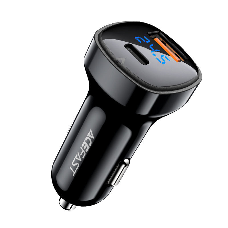 Biloplader Acefast B4, 66W, 3A, 1 x USB-A - 1 x USB-C, Sort