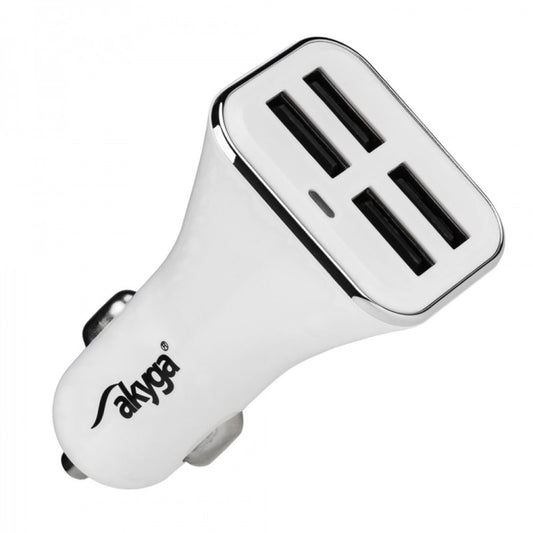 Akyga AK-CH-09 Biloplader, 10W, 2A, 4 x USB-A, Hvid