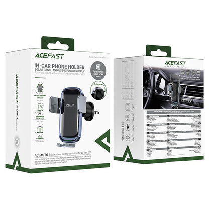 Trådløs Biloplader Acefast D39 med Solpanel, 15W, 1.67A, Sort