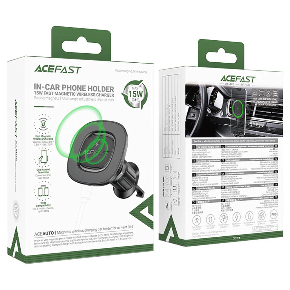 Trådløs Biloplader Acefast D46, 15W, 1.67A, Sort