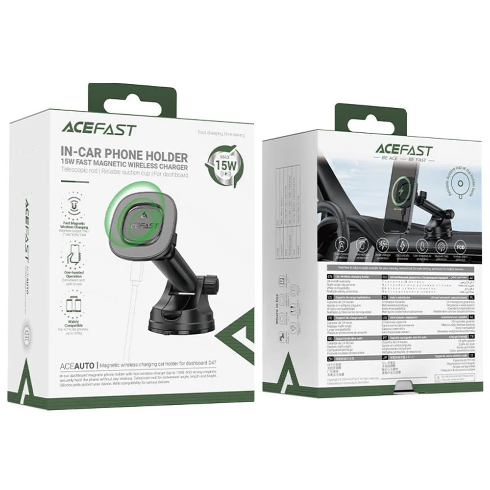 Trådløs Biloplader Acefast D47, 15W, 1.67A, Sort