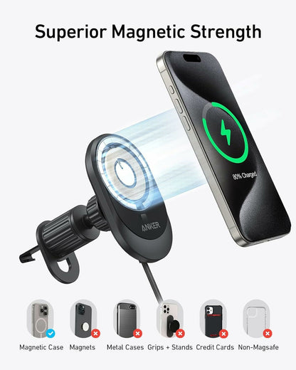 Anker MagGo Trådløs Biloplader, 15W, 1.67A, Sort B2932G11