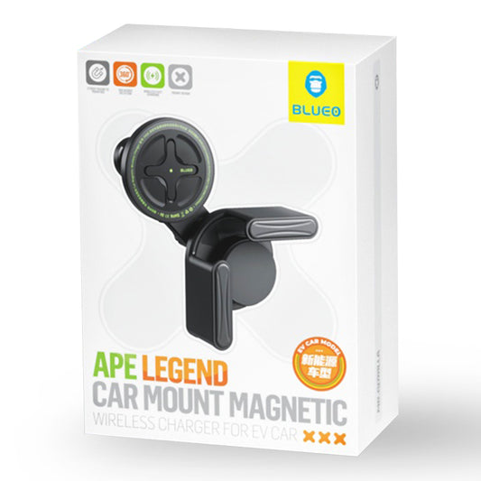 Trådløs Biloplader Blueo Ape Legend EV Car, 15W, 1.67A, Sort